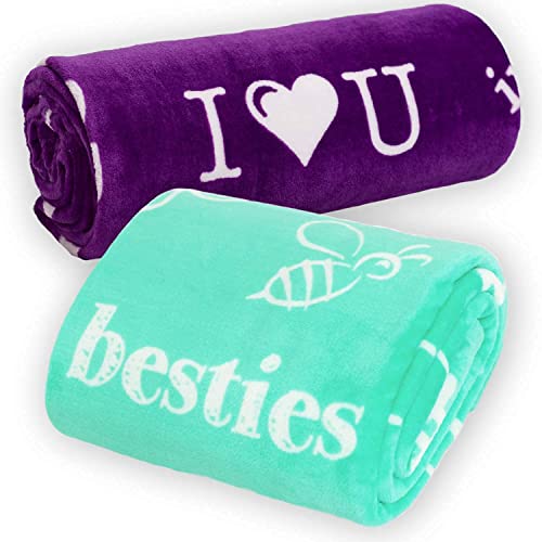 Buttertree Best Friend Blankets, Throw Blankets 65" X 50" (2-Pack, Purple + Teal) #TOP10