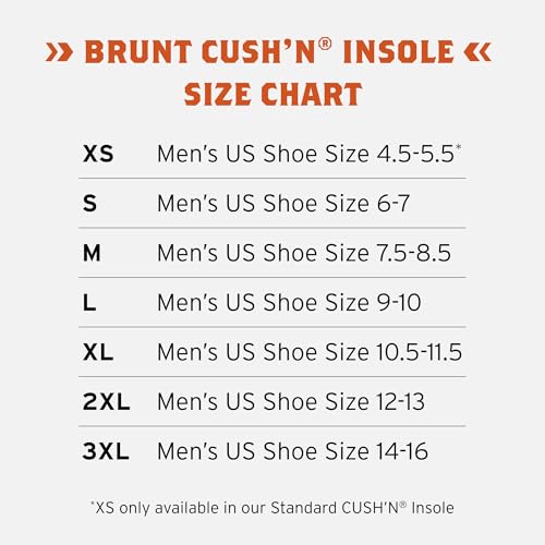 Image of BRUNT High Arch CUSH N Insoles - Comfort Work Boot Insoles with Added Support - Orthotic Arch Stabilizer - 3 /4 Contoured Support Plate - Moisture Wicking - Anti-Odor Treatment
