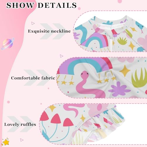 Flowers Snakes Girls Swimsuit One Piece Rash Guard Girls' Swimwear Long Sleeve Swimsuits for Girl Size 3-12T4