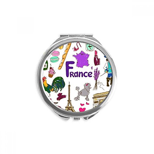France Landscap Animals National Flag Hand Compact Mirror Round Portable Pocket Glass #TOP17