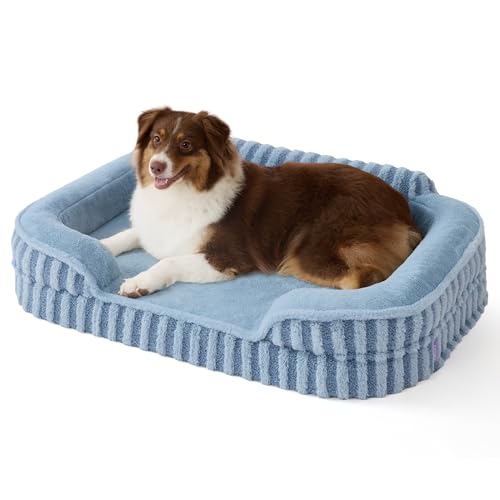 LE SURE Cute Cozy High Back Orthopedic Dog Beds Large Sized Dog,35" Blue