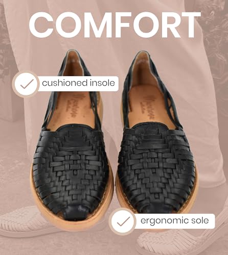 Image of Macarena Collection Womens Shoes Leather Sandals for Women | Huarache Handmade Mexican Sandals | Comfortable & Stylish Womens Sandals 4150