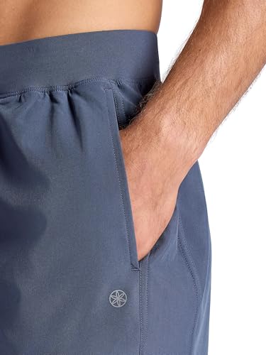 Gaiam Men’s Upside 5” Short, Standard Fit, Stretch Lightweight Material, Moisture-Wicking, Cool Grey, Large