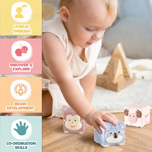 Image of Wembley Soft Baby Bath Set 6 Pcs Squeezable Floating Animal Toy for Kids Safe BPA-Free Educational Sensory Play Supports Motor Skills & Hand-Eye Coordination Fun Learning Teething Aid