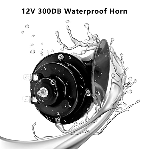 300 Db Super Loud Train Horn,1Pair 12V Waterproof Double Horn Raging Sound Raging Sound For Car, Motorcycle, Truck, Bike, Boat (Black) #TOP2