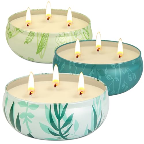 Citronella Candles Outdoor, Large Citronella Candle Outdoor for Patio, 3 Pack 12oz Summer Candle Bulk for Home Garden Yard Camping Party Indoor Outside Decorative, 210 Hours Long Burning, 3 Wick