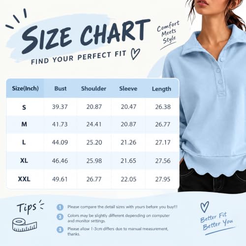 Womens Oversized Crewneck Sweatshirts Scalloped Casual Fall Pullover - image 4