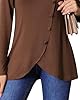 VALOLIA Womens Long Sleeve Tops Fall Winter Buttons Side Tulip Hem Lapel Pullover Sweatshirt, Fired Brick, XL #3