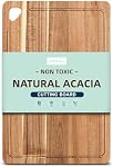 Petites planches de coupe en bois d'Acacia pour la cuisine non toxique, planche à découper en bois réversible avec rainure de jus, planche de coupe de bois pour la viande, les légumes et les fruits 25.5 × 18 cm