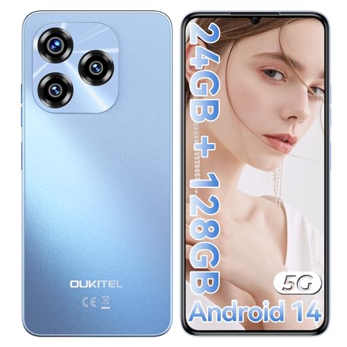 OUKITEL C50 Mobile phones 5g - Android 14 phone 24GB+128GB (1TB), 50MP+5MP Camera, 6.8 HD+ Display Phones, 5150mAh Battery&10W, Sim-Free & Unlocked Mobile Phones, FaceID/Fingerprint/GPS/OTG