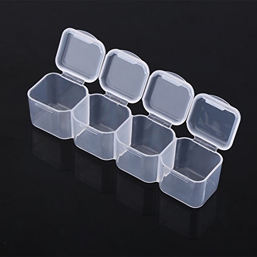 Image of Estink 28-Grid Clear Plastic Organizer Box for Jewelry Beads Pills | Adjustable compartments store rings, earrings, small accessories, PP material, travel-friendly compact , tra
