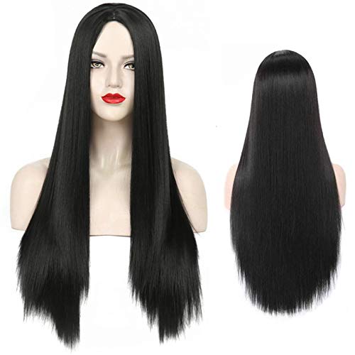 Sawekin Perruque de cosplay en spirale résistante à la chaleur Noir 80 cm Cover