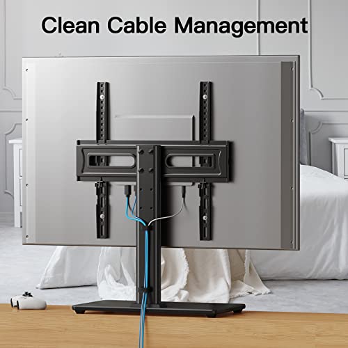 Image of PERLESMITH Universal TV Stand Table Top TV Base for 32 to 65 inch LCD LED OLED 4K Flat Screen TVs-Height Adjustable TV Mount Stand with Tempered Glass Base,VESA 400x400mm,Holds up to 88lbs,PSTVS15