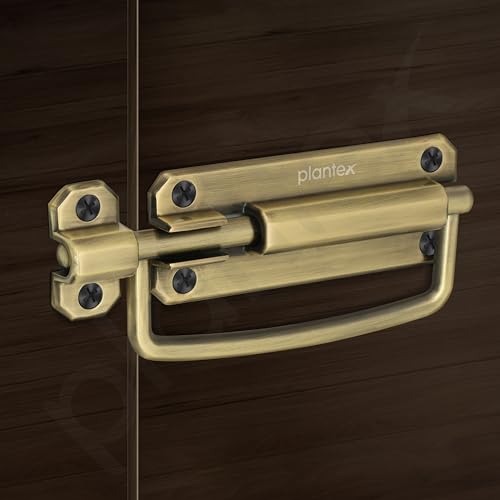 Image of Plantex Door Stopper /5 Inch Baby Latch Kadi /Door Latch for Bathroom /Door Lock for Home /Office Doors - Pack of 3 (Brass Antique)