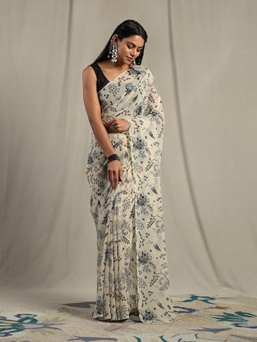 Image of Garden Vareli Women Georgette All Over Floral Printed Saree
