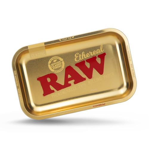 RAW Ethereal Small Rolling Tray Elegant and Sleek Cigarette Rolling Tray - Limited Edition Gold Finish 11 x 7