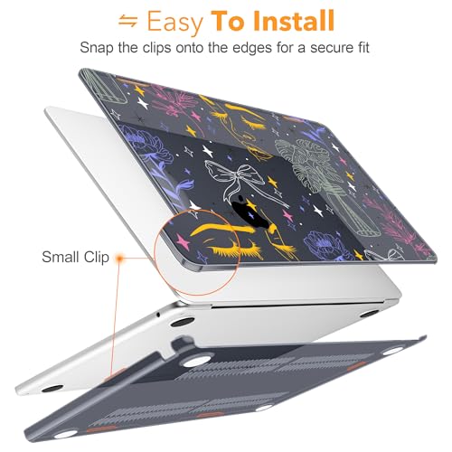 ICEKEE Compatible with MacBook Air 15 inch M5 2026 2025-2023 Release M4 M3 M2 A3448 A3241 A3114 A2941, Plastic Hard Shell Case & Keyboard Cover & Screen Protector, Doodle Flower Bow by ICEKEE - Image 6