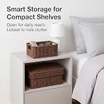 Wicker Storage Basket with Lid for Shelves, Set of 2, Dark Brown - Image 4