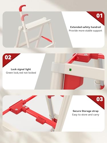 Image of 6 Step Telescoping Ladder, 5.4FT Adjustable Ladder with Safety Lock
