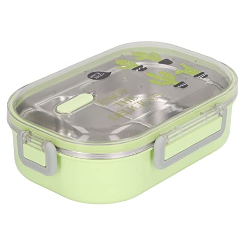 BTOSEP Fiambrera de acero inoxidable 304 aislada con diseño de ahorro de espacio para niños, estudiantes, trabajadores de oficina, viajes, picnic (cactus verde transparente)