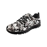 HUGS IDEA Camouflage Herren Leichte Laufschuhe Schnürschuhe Mesh Sport Sneakers, Grau - Camouflage 2 - Größe: 47 EU