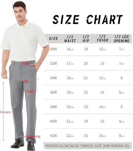 Image of Men's Tall Classic Fit Flex Flat Front Dress Pants Formal Pants for Business & Office