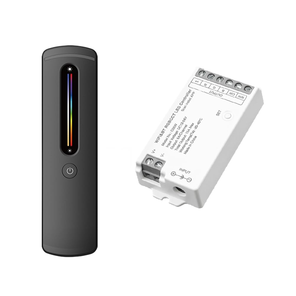 Aundhegrtt Voice Control App Remote RGB RGBW LED Controller WiFi Bluetooth 16M Colors 2700-6500K CCT Music Sync Tuya Life