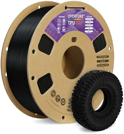 OVERTURE TPU 95A Filament 1,75 mm Schwarz | Flexibe & elastisch | Hohe Elastizität • Abriebfest & flexibel • 95A • Kontrolliert druckbar • ±0,02 mm • FDM-kompatibel