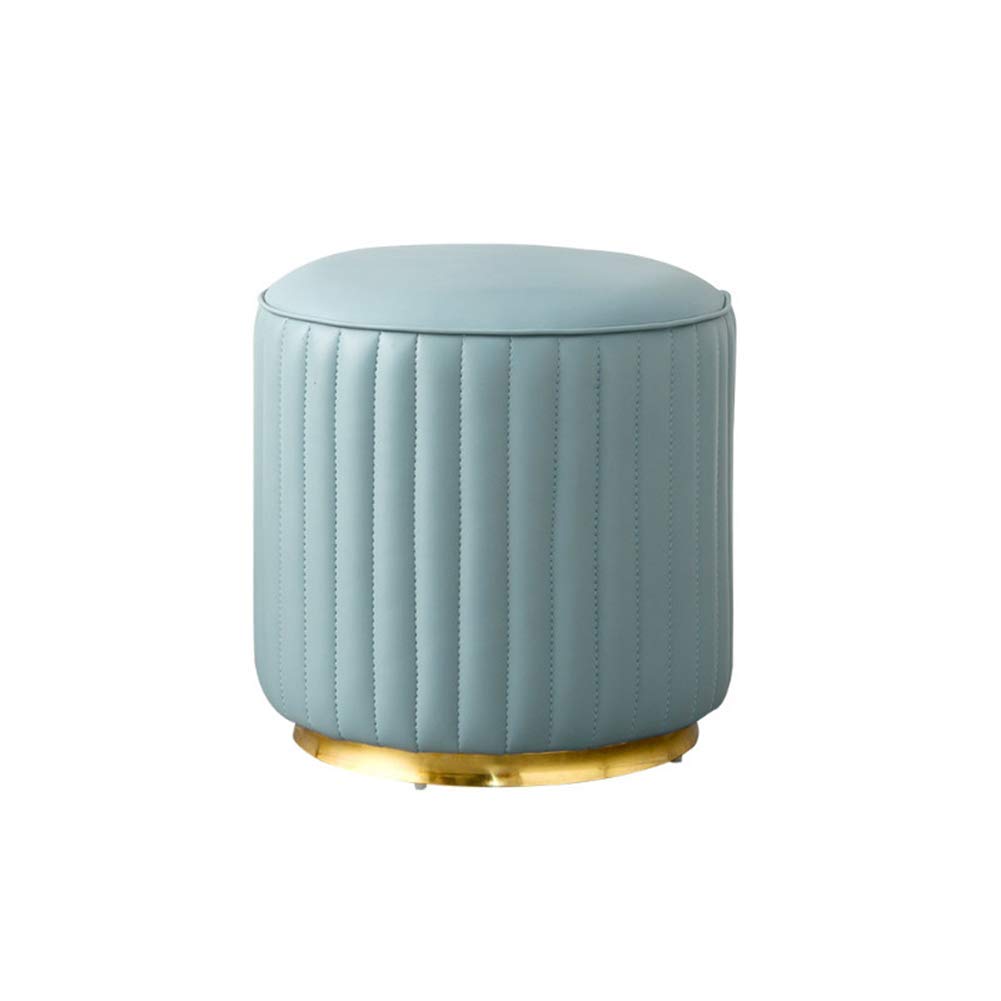 Canapé cube ottoman bleu 33 cm, siège d'appoint confortable en cuir