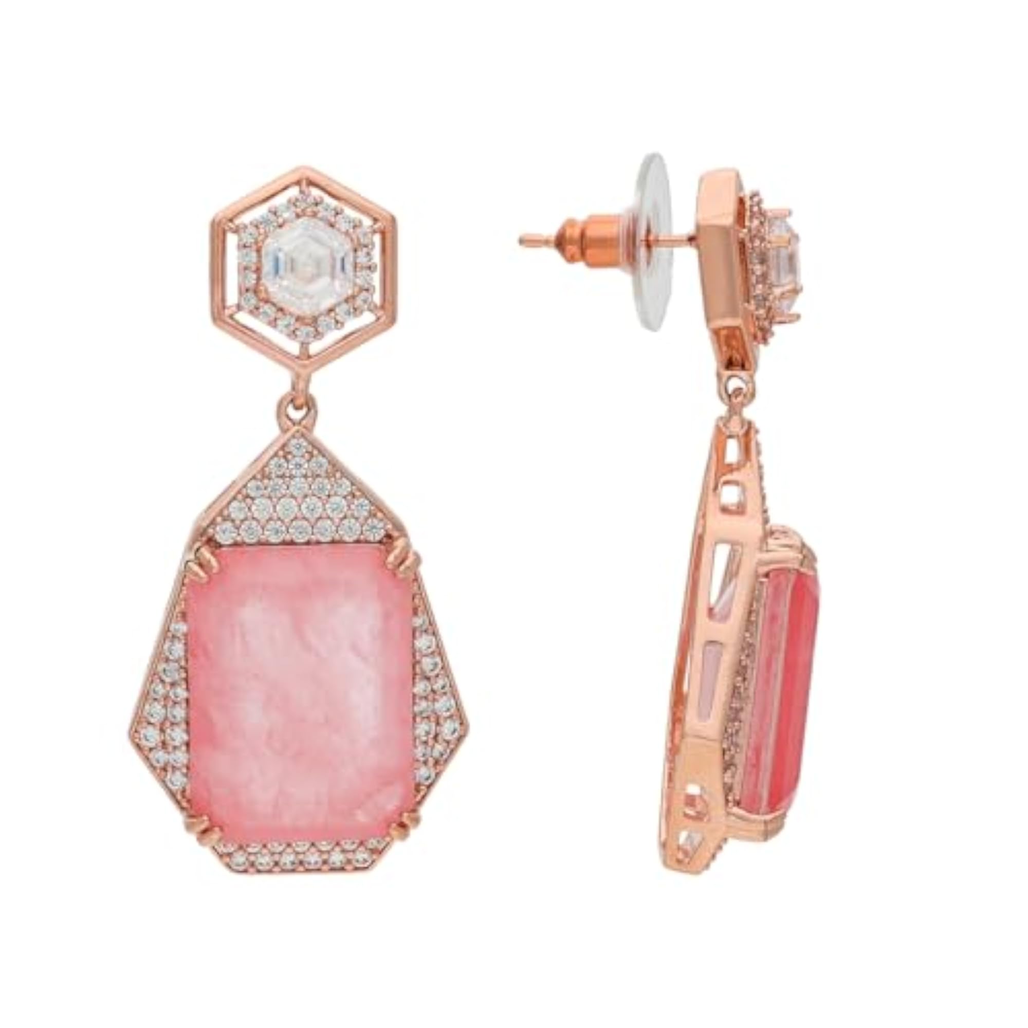 Pink Rose Gold Polished Copper Zircon Necklace