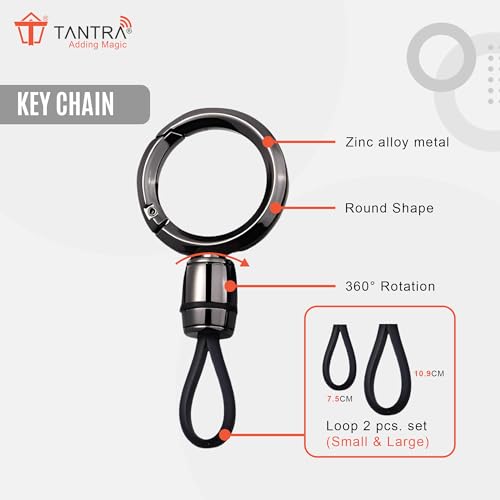 Image of TANTRA TPU Key Cover and Round Key Chain Compatible with Tata Curvv | Curvv EV Electric 4 Button Smart Key (Grey)