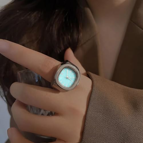 Image of Shocknshop Analog Fashion Stainless Steel Square Silver Ladies Ring Watch for Women -W165
