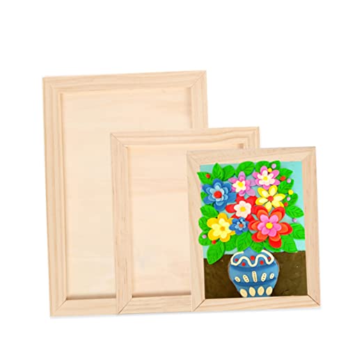 Operitacx DIY Handmade Wall Decor 2pcs Blank Wooden Picture Frames for Boys and Girls Art Display