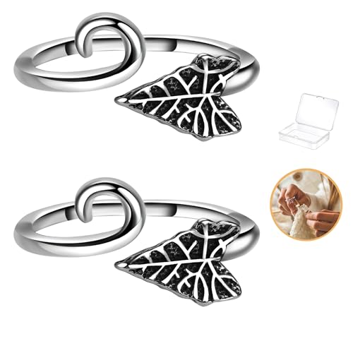 Namifin 2-Piece Crochet Ring Set for Finger Flowers, Leaves, Butterfly Yarn, Tension, Knitting, Adjustable Accessories