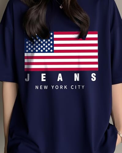 Image of AUSK Oversized Front Printed Loose Fit T-Shirt for Women || Tshirt for Girls