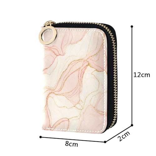 Elegant Pink Marble Gold Veins Wallet Womens Small 9 Credit Card Slots & 2 Cash Slots Aesthetic Travel Cash Wallet with Coin Pocket3