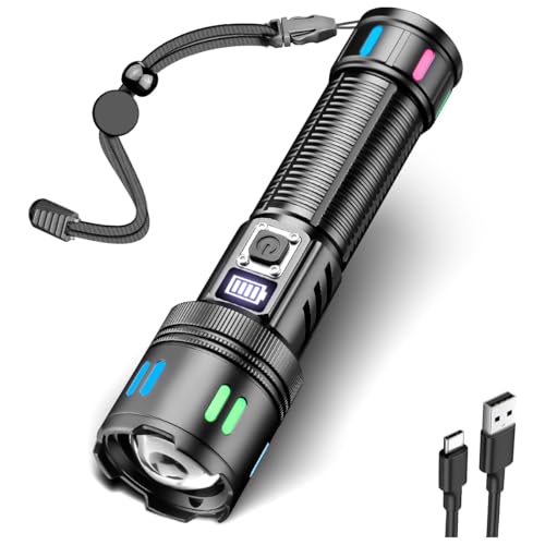 LeKaufen LED Taschenlampe Aufladbar, 50000 Lumen Extrem Helle Taschenlampe mit Zoomfunktion, Wasserdichte 5 Modi für Camping Wandern Outdoor Notfälle (Modern) LeKaufen LED Taschenlampe Aufladbar, 50000 Lumen Extrem Helle Taschenlampe mit Zoomfunktion, Wasserdichte 5 Modi für Camping Wandern Outdoor Notfälle (Modern)