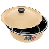 Toyvian Vintage Metallschüssel aus Edelstahl 2000ml Gelb für Küche und Haushalt mit Glatter Oberfläche und Multifunktionaler Nutzung als Salatschüssel und Rührschüssel