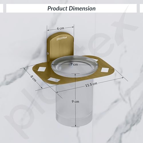 Image of Plantex 304 Grade Stainless Steel Tumbler Holder /Tooth Brush Holder for Bathroom /Bathroom Accessories - Parv (Brass Antique)
