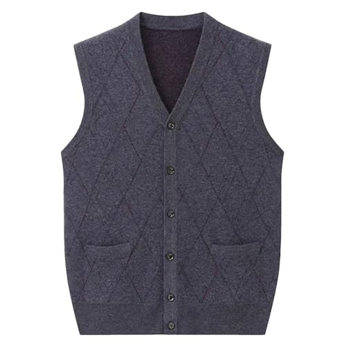 Dcvmvmn Men's Sleeveless Cardigan Vest Cashmere Sweater Vest Button Up Knitted V-Neck Sleeveless Cardigans