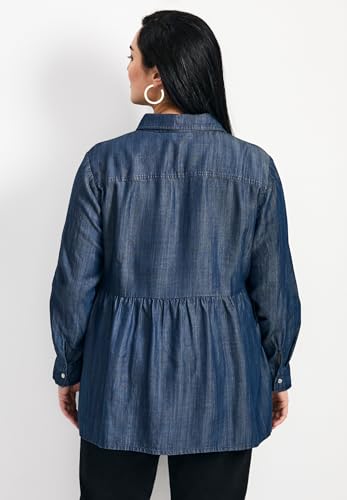 Women's Plus Size Denim Tiered Shirt2