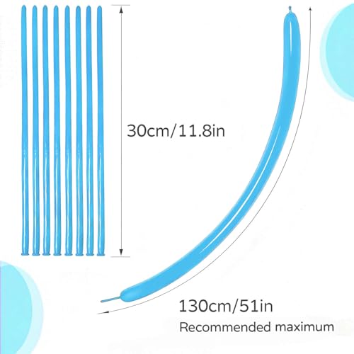 Image of 260 Light Blue Long Balloons for Balloon Garland Thickening Skinny Latex Twisting Animals Modeling Christmas Birthday Wedding Party Festival Decorations 100pcs