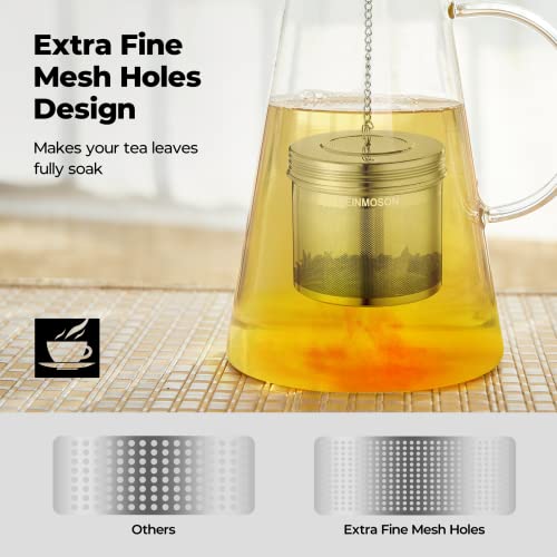 Reinmoson 2 Pack Large Tea Ball Infuser For Loose Leaf Tea & Spice Infuser For Cooking, 18/8 304 Stainless Steel, Threaded Lid, Chain Hook, Extra Fine Mesh Tea Strainer Ball For Herb, Iced Tea, Soup #TOP1