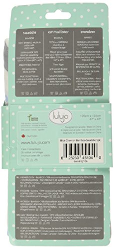 Lulujo Baby Silky Soft Muslin Swaddle Blanket, 47 X 47-Inches, Blue And Grey Chevron #TOP3