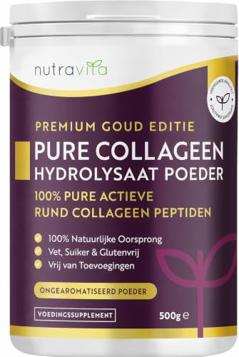 Nutravita Collagen Powder 500g - Premium Gold Standard Bovine- 50 Servings - Collagen Peptides Supplement with 8 Essential Amino Acids - Made in The UK