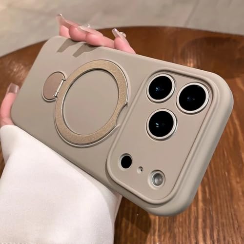 Étui en silicone liquide gris foncé pour iPhone 13 Pro avec support rotatif et dragonne
