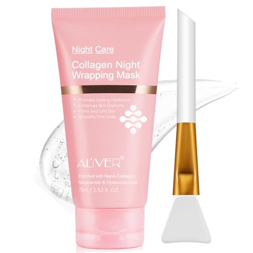Máscara de colágeno para envolver la noche, máscara facial despegable con cepillo de gelatina, máscaras de gelatina para tratamientos faciales, cuidado profesional de la piel, elasticidad e