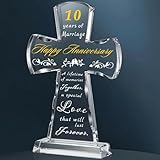 Ghtixsu Cruz de cristal para el décimo aniversario de boda, regalos para parejas, 10 x 15 cm, grabado con láser, regalo religioso para padres