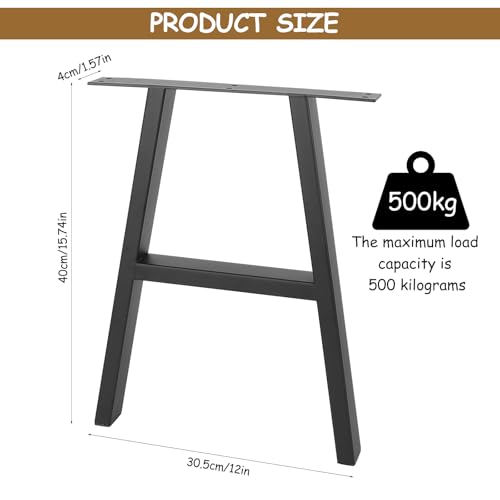 YITYDaMai 2 Pcs Pied de Meuble, Pied de Tables, Pieds de Table Basse en Métal en Forme de A Noirs, Pieds pour Table à Manger, Banc, Bar, avec Vis (l 30,5 cm x H 40 cm) – vue 2