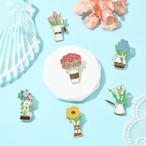 Image of Airssory Mixed Styles Bee Flower Tarot Ribbon Travel Theme Alloy Brooches Pins for DIY Clothes Backpack Hats Jackets Craft